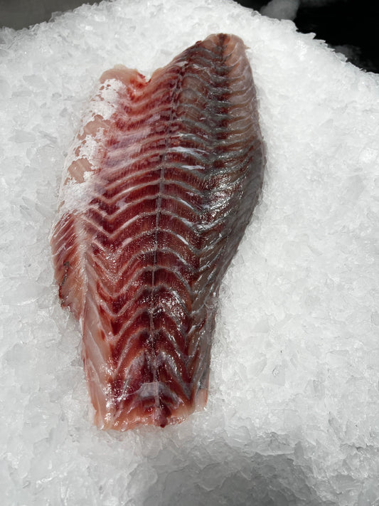 Seafood safe ice fish on ice, fresh and ready to cook