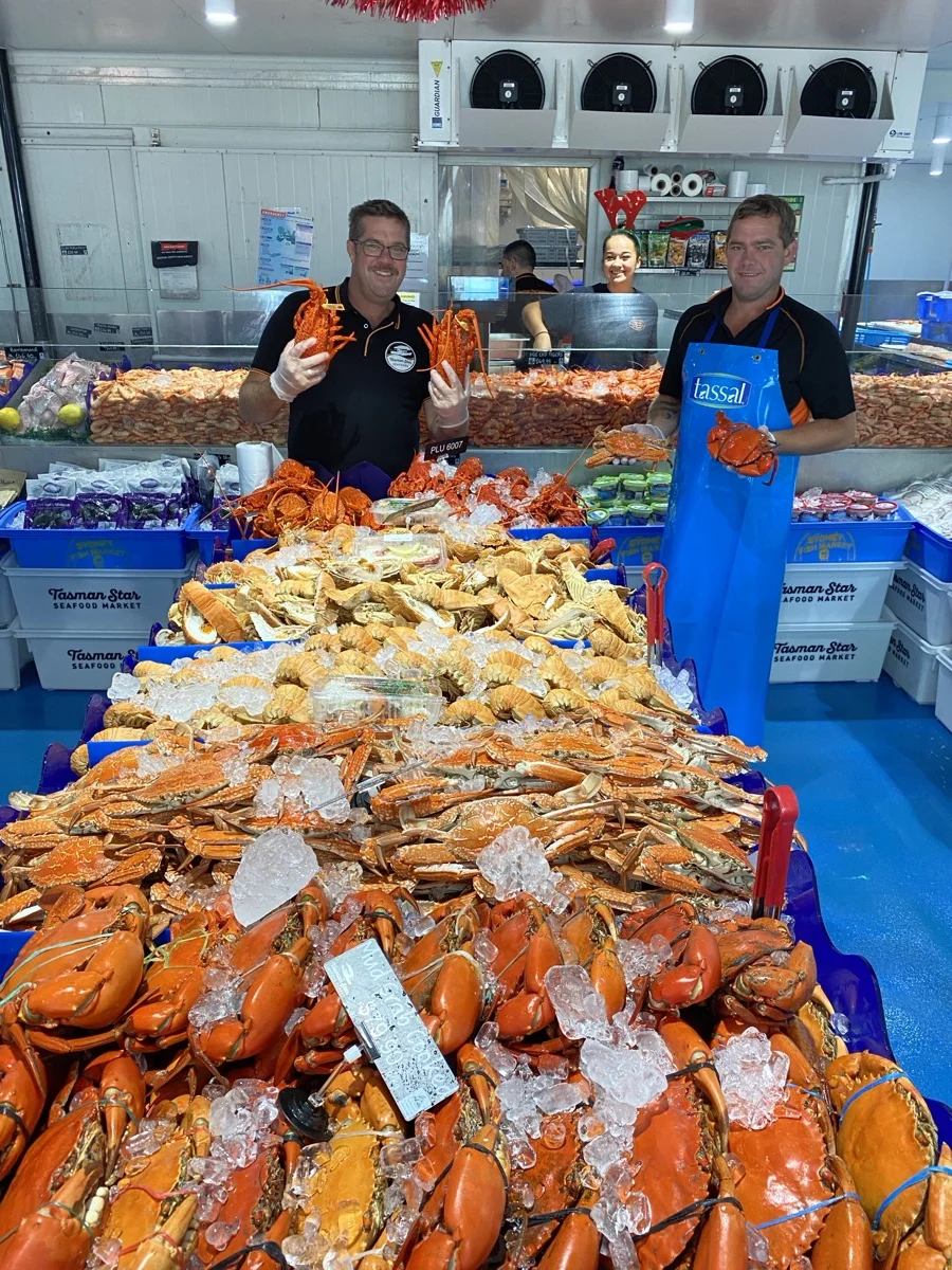 Staff with premium crab display
