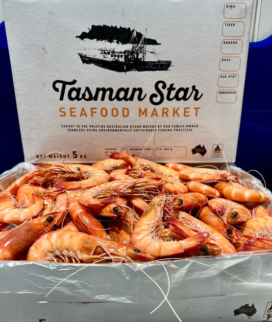 Fresh Tasmanian Star prawns in 5kg box from Seafood Market Australia