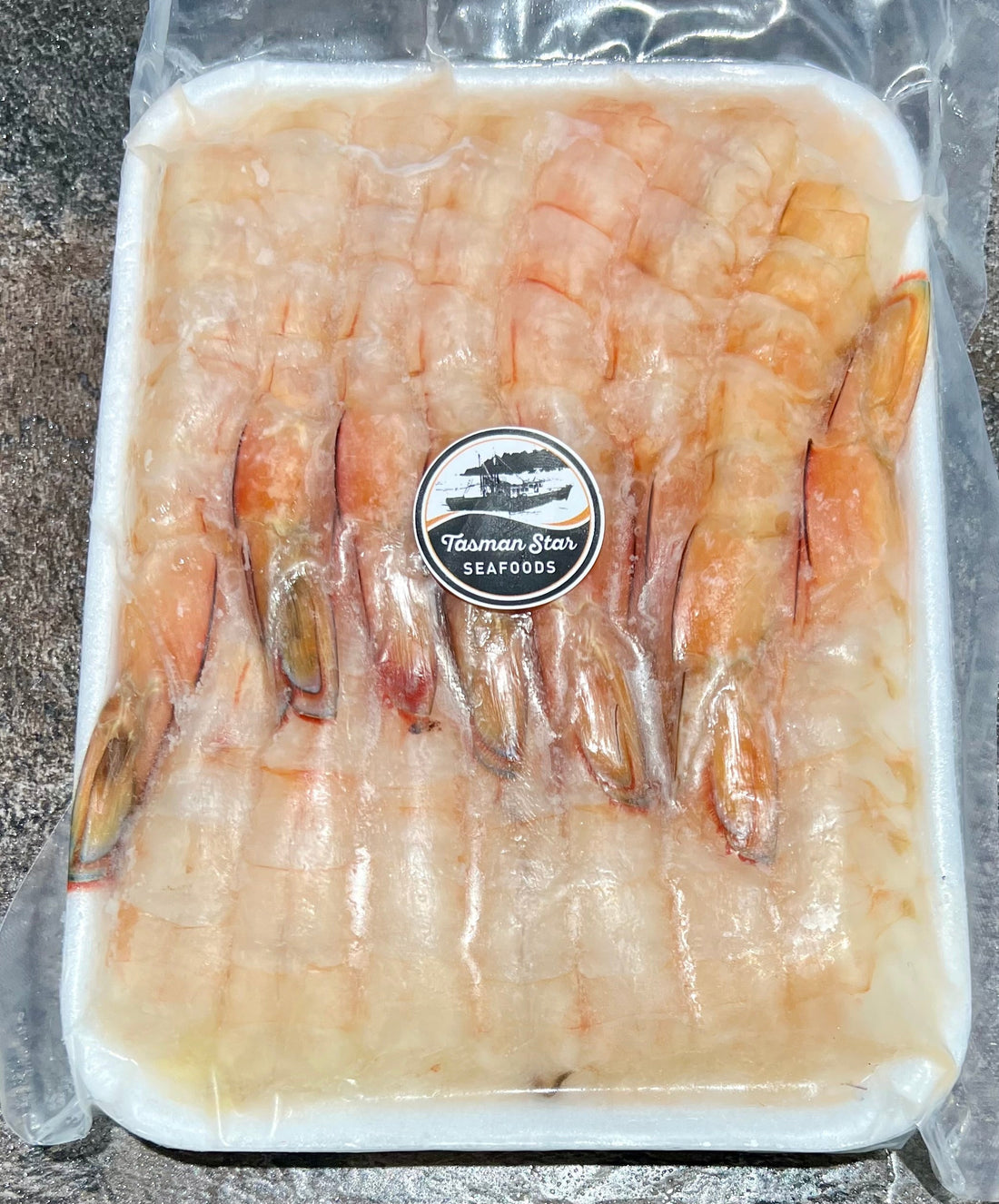 Frozen prawns packed and ready for seafood cooking