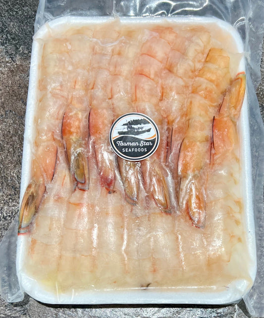 Frozen prawns packed and ready for seafood cooking