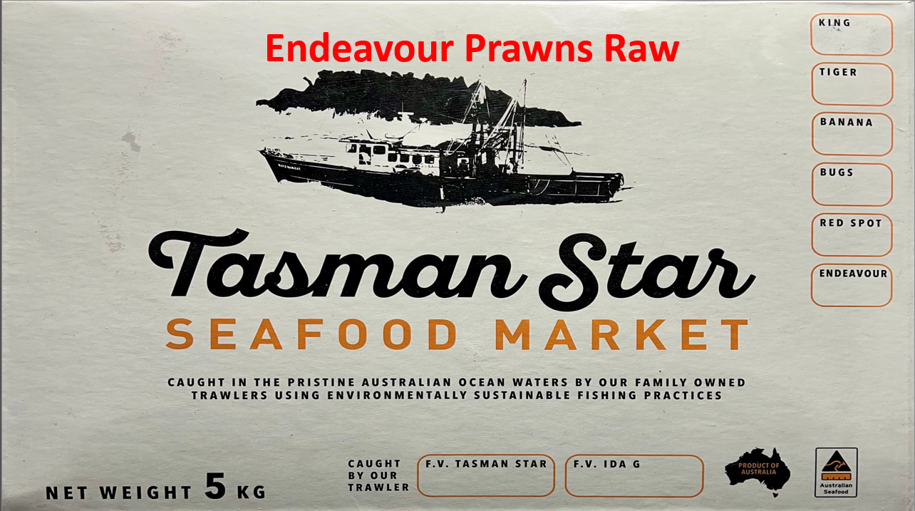 Endeavour Prawns Raw 5kg carton.