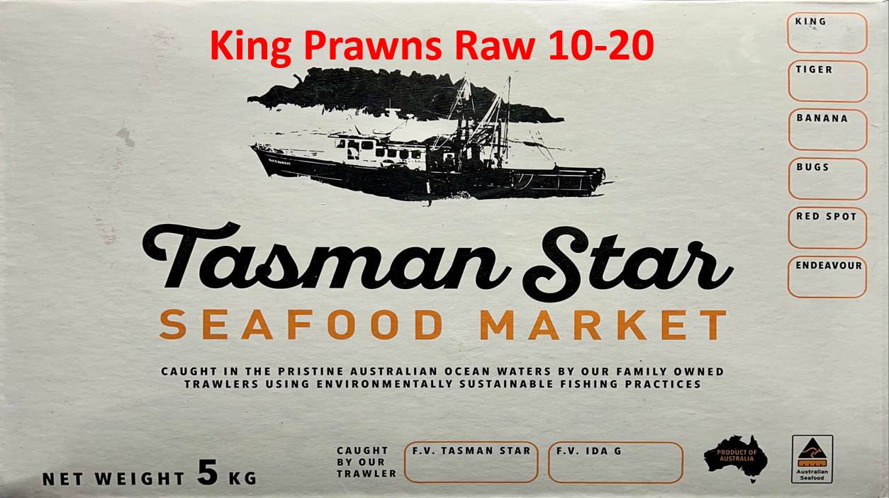 King Prawns Raw 10-20 5kg carton.