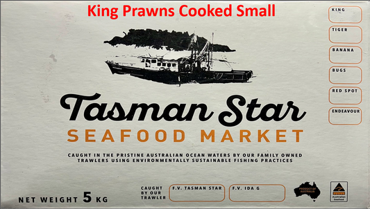 King Prawns Cooked Small 5kg carton.