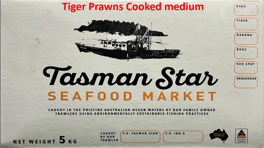 Tiger Prawns Raw 21-30 5kg carton.